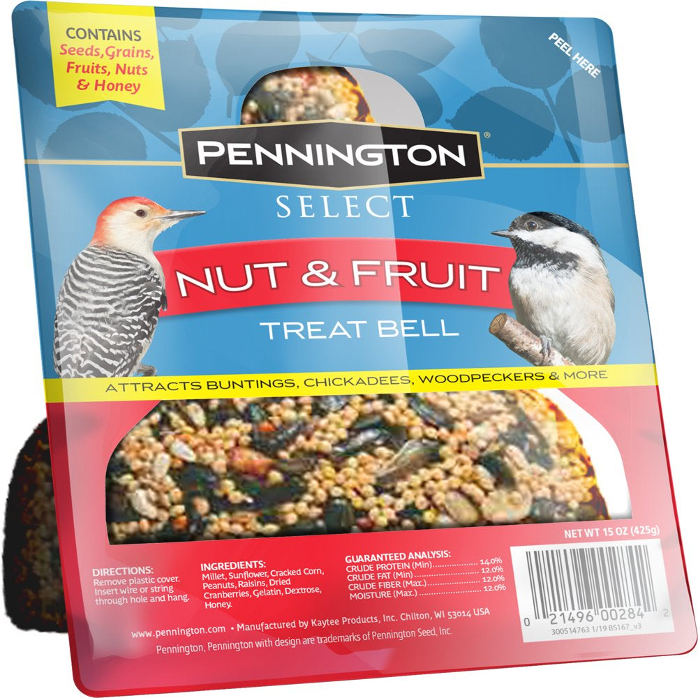 Pennington Nut and Fruit Treat Bell, Wild Bird Feed and Seed, 15 Oz Animals & Pet Supplies > Pet Supplies > Bird Supplies > Bird Food Central Garden and Pet   