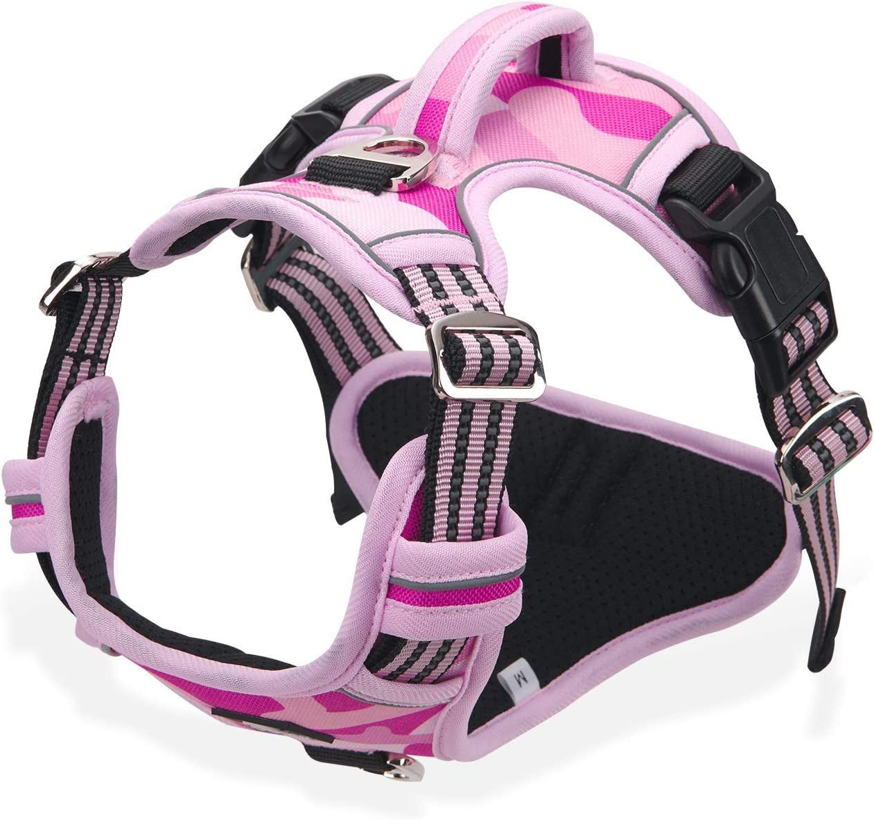 Dog Harness for Large Dogs No Pull with Handle 2 Metal Leash Clips, Adjustable Reflective Puppy Harness, Breathable Camo Oxford Padded Vest Easy Control Front Clip for Medium Large Dogs Animals & Pet Supplies > Pet Supplies > Dog Supplies > Dog Apparel Dociote Camouflage Pink Large (Pack of 1) 