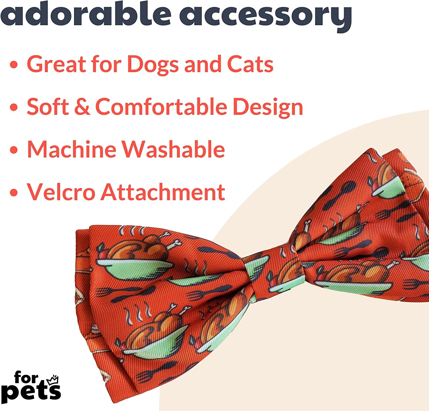 H&K Bow Tie for Pets | Turkey & Pumpkin Pie (Large) | Fall Velcro Bow Tie Collar Attachment | Fun Bow Ties for Dogs & Cats | Cute, Comfortable, and Durable | Huxley & Kent Bow Tie Animals & Pet Supplies > Pet Supplies > Dog Supplies > Dog Apparel Huxley & Kent   