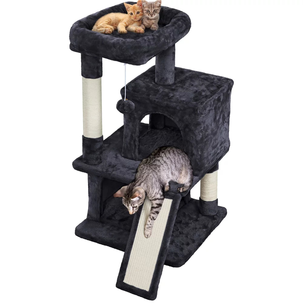 Smilemart 36" Cat Tree with Condo and Scratching Post Tower, Dark Gray Animals & Pet Supplies > Pet Supplies > Cat Supplies > Cat Furniture SmileMart Black  