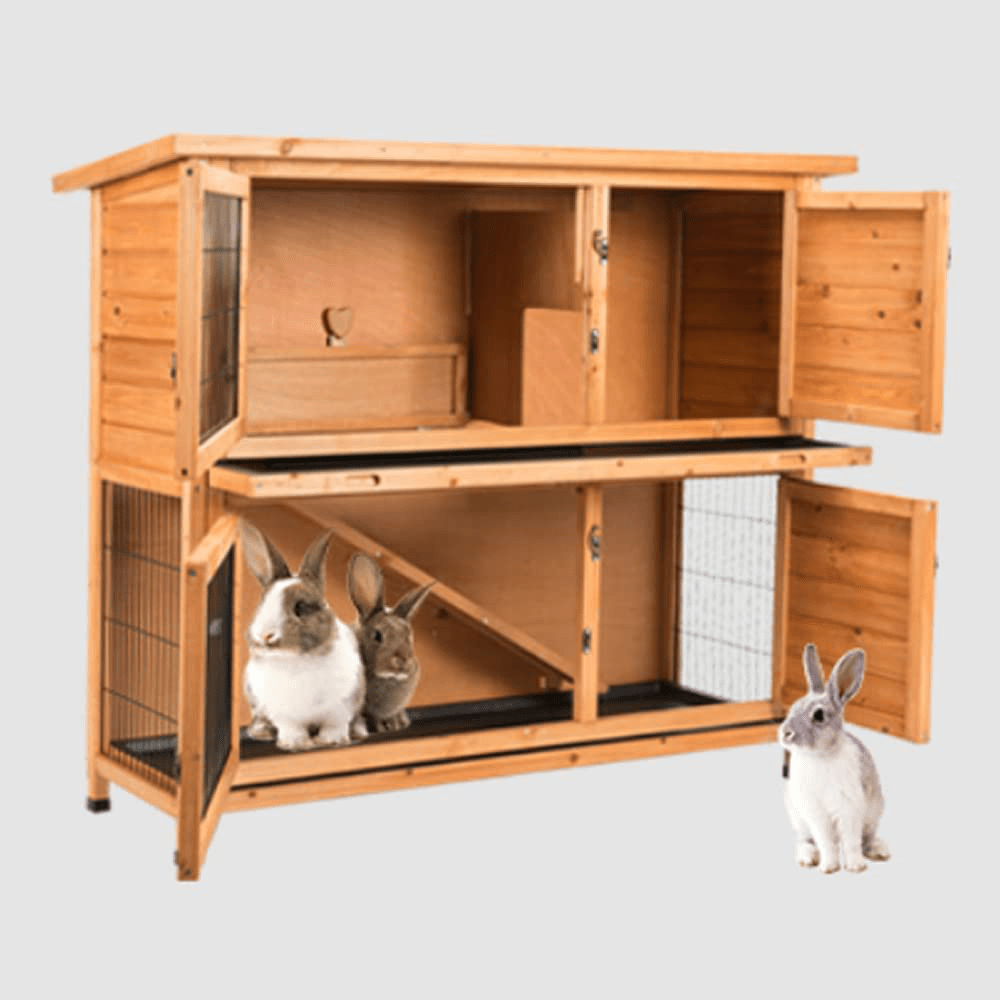 48" 2-Story Elevated Wooden Rabbit Hutch, Small Animal Habitat, Guinea Pig Cage, Bunny/Ferret House, Duck Coop, Indoor/Outdoor Hideout Enclosure for Small Animals with Weatherproof & Openable Top Animals & Pet Supplies > Pet Supplies > Small Animal Supplies > Small Animal Habitats & Cages Generic   