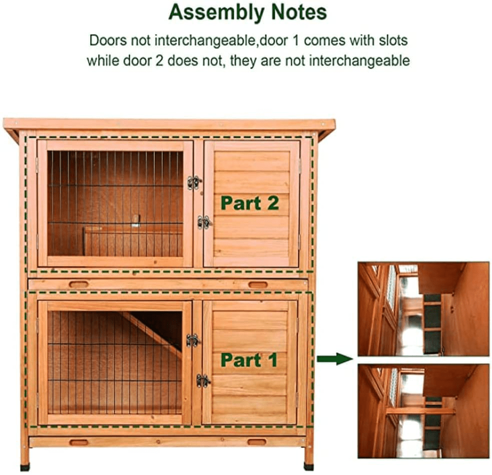48" 2-Story Elevated Wooden Rabbit Hutch, Small Animal Habitat, Guinea Pig Cage, Bunny/Ferret House, Duck Coop, Indoor/Outdoor Hideout Enclosure for Small Animals with Weatherproof & Openable Top Animals & Pet Supplies > Pet Supplies > Small Animal Supplies > Small Animal Habitats & Cages Generic   