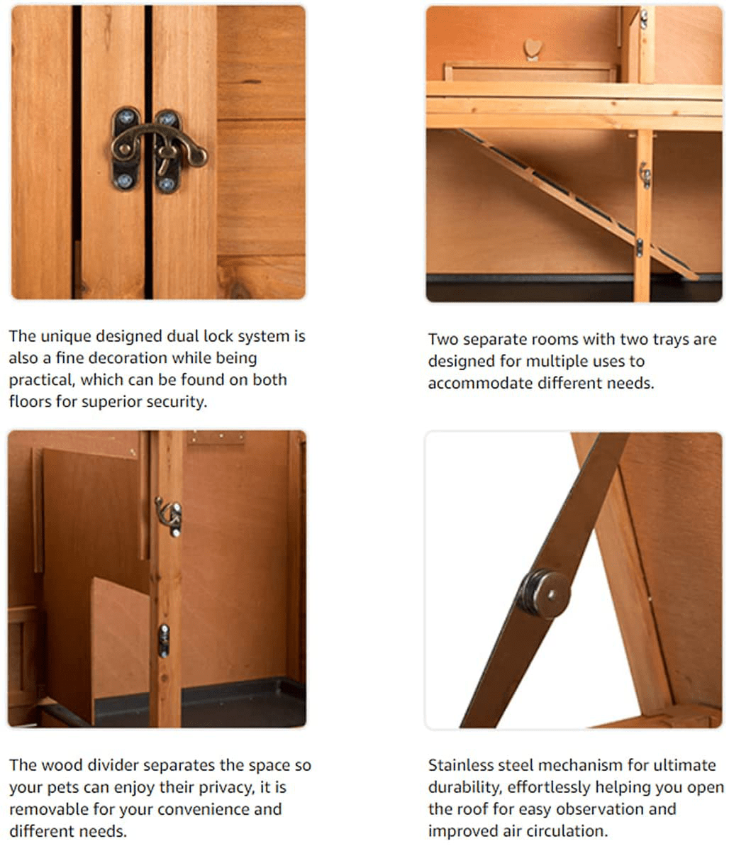 48" 2-Story Elevated Wooden Rabbit Hutch, Small Animal Habitat, Guinea Pig Cage, Bunny/Ferret House, Duck Coop, Indoor/Outdoor Hideout Enclosure for Small Animals with Weatherproof & Openable Top Animals & Pet Supplies > Pet Supplies > Small Animal Supplies > Small Animal Habitats & Cages Generic   
