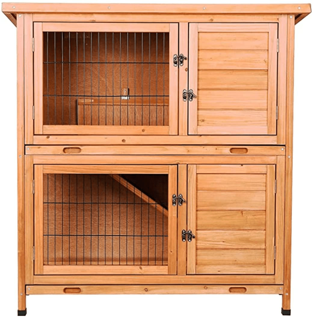 48" 2-Story Elevated Wooden Rabbit Hutch, Small Animal Habitat, Guinea Pig Cage, Bunny/Ferret House, Duck Coop, Indoor/Outdoor Hideout Enclosure for Small Animals with Weatherproof & Openable Top Animals & Pet Supplies > Pet Supplies > Small Animal Supplies > Small Animal Habitats & Cages Generic   