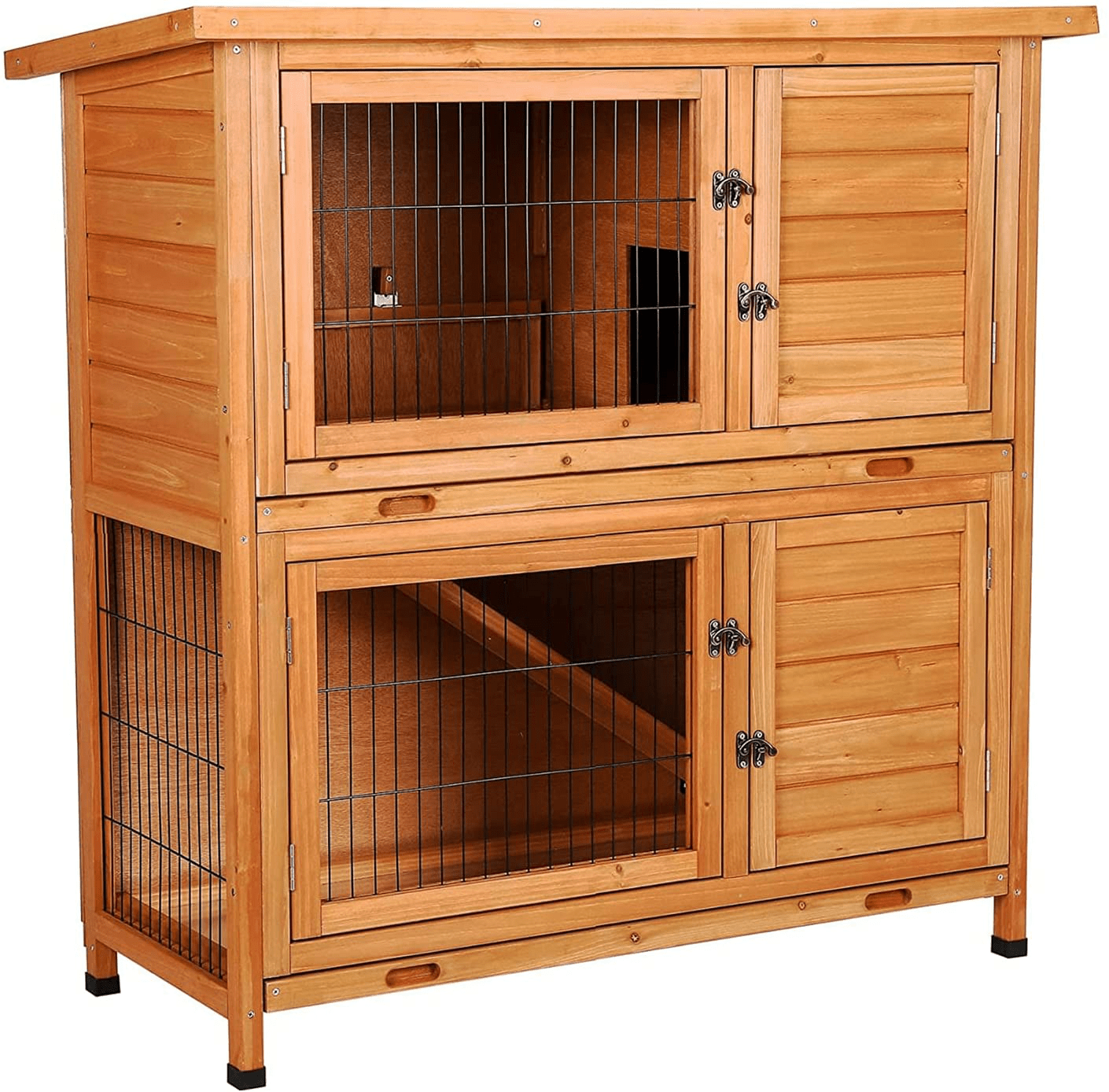 48" 2-Story Elevated Wooden Rabbit Hutch, Small Animal Habitat, Guinea Pig Cage, Bunny/Ferret House, Duck Coop, Indoor/Outdoor Hideout Enclosure for Small Animals with Weatherproof & Openable Top Animals & Pet Supplies > Pet Supplies > Small Animal Supplies > Small Animal Habitats & Cages Generic   