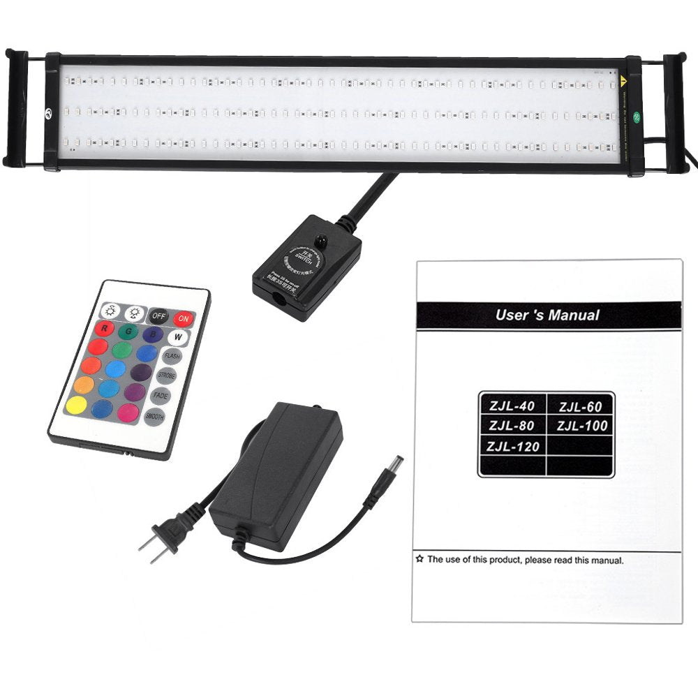 PUYANA Aquarium Cover Lighting Color Changing Remote Control Dimmable RGBW LED Light, Suitable for Aquarium/Fish Tank, Expandable (Suitable for Fresh Water and Salt Water)