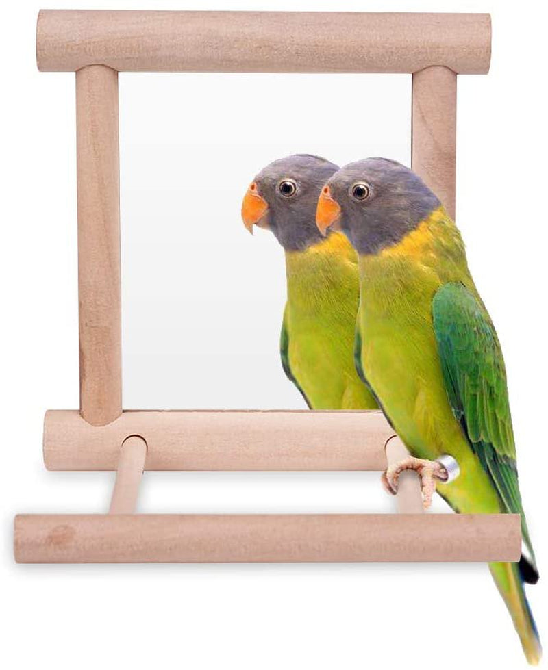 Visland Bird Toy for Parrot Parakeets Conures Cockatiels Cage Swing Wooden Fun Play Mirror Stand Toy for Birds Animals & Pet Supplies > Pet Supplies > Bird Supplies > Bird Toys Visland   