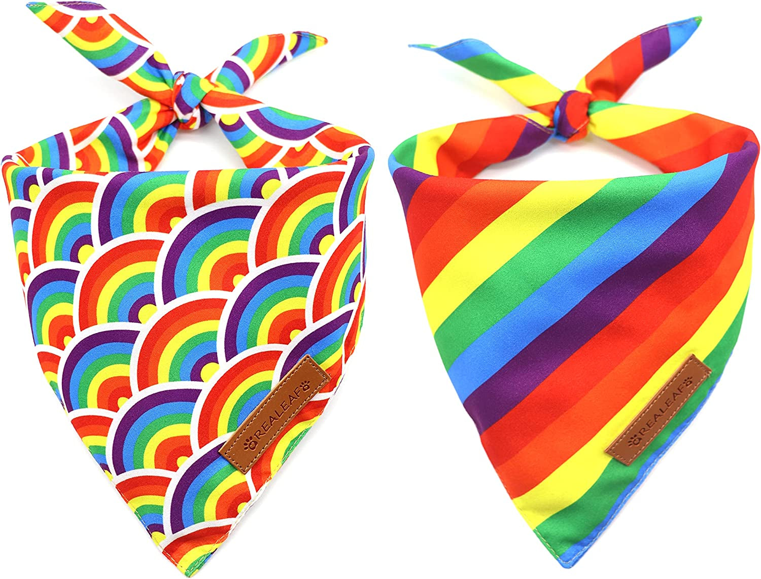 Realeaf Easter Dog Bandanas 2 Pack, Triangle Reversible Pet Scarf for Boy and Girl, Premium Durable Fabric, Multiple Sizes Offered, Bandana for Small Medium Large and Extra Large Dogs (Large) Animals & Pet Supplies > Pet Supplies > Dog Supplies > Dog Apparel Realeaf Pride Day Large 