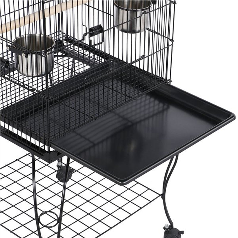 Topeakmart Triple Roof Rolling Bird Cage with Stand Perch, Large, Metal, Black Animals & Pet Supplies > Pet Supplies > Bird Supplies > Bird Cages & Stands Topeakmart   