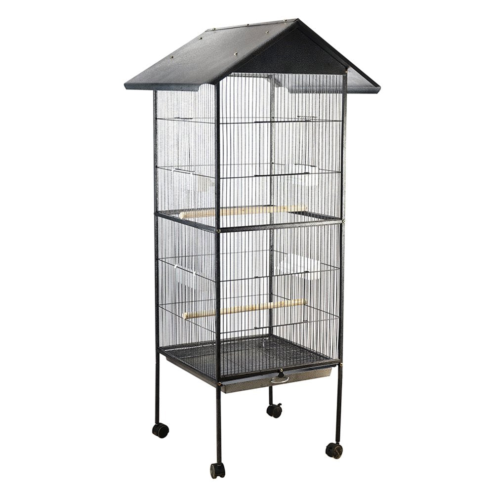 Ikayaa Parrot Cage with Roof, Outdoor Aviary for Birds, Bird Cage on Stand Animals & Pet Supplies > Pet Supplies > Bird Supplies > Bird Cages & Stands iKayaa   