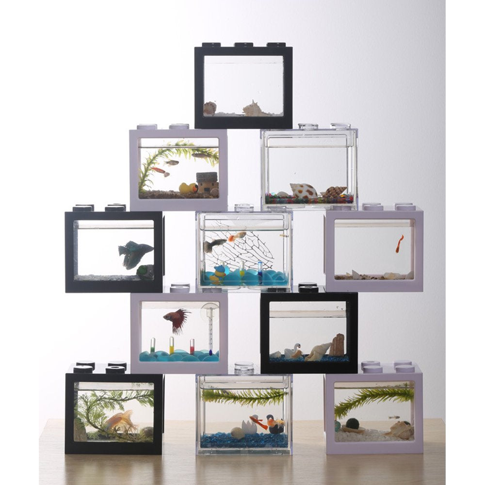 Goolrc Mini Fish Tanks Row Aquarium Stackable Tanks Feeding Tanks Mini Reptile Row Box Desktop Decoration Animals & Pet Supplies > Pet Supplies > Fish Supplies > Aquarium Lighting GoolRC   