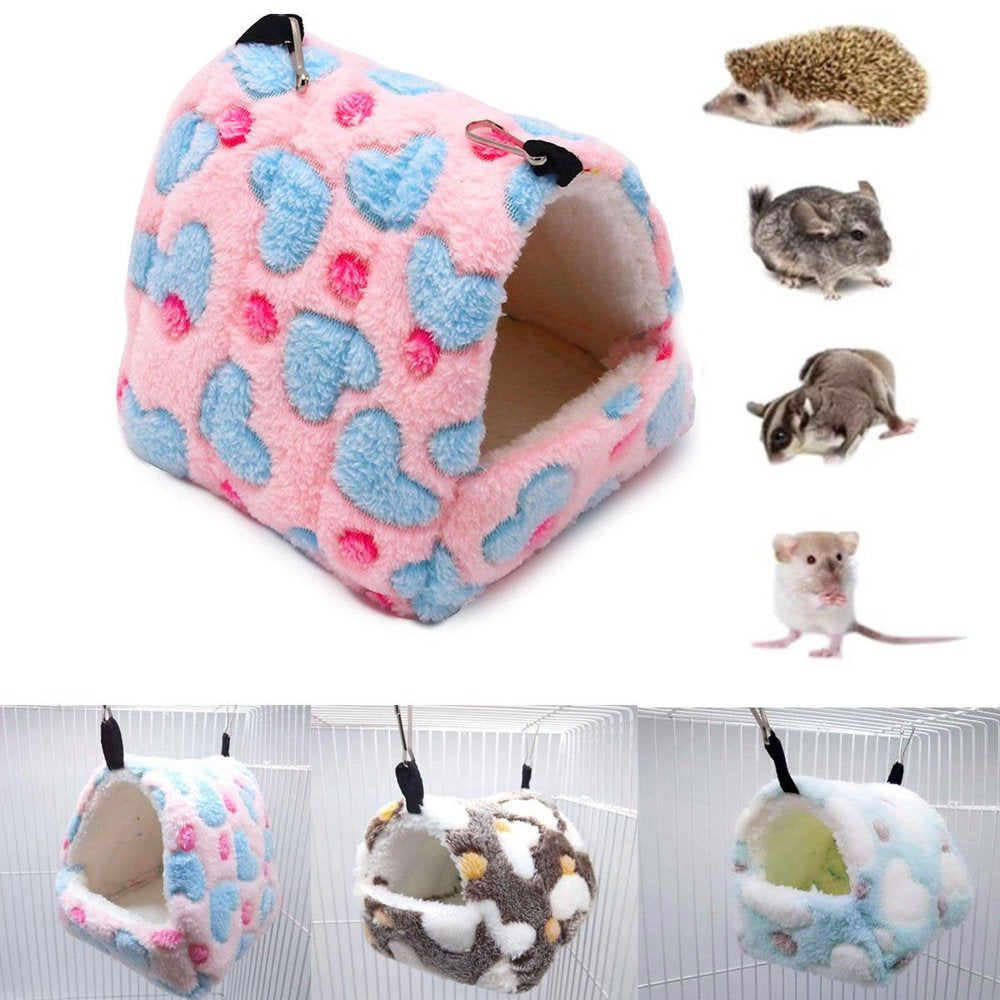 Warm Guinea Pig Bed Soft Hamster Hammock, Hamster Fideout Ferret Hammock Mat for Small Animals Bed Hamster Accessories(Coffee, L)