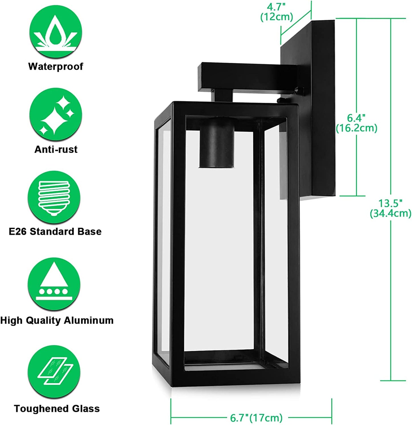 Maxvolador Outdoor Wall Lantern, Exterior Waterproof Wall Sconce Light Fixture, Matte Black Anti-Rust Wall Mount Light with Clear Glass Shade, E26 Socket Wall Lamp for Porch(Bulb Not Included) Animals & Pet Supplies > Pet Supplies > Dog Supplies > Dog Apparel MAXvolador   