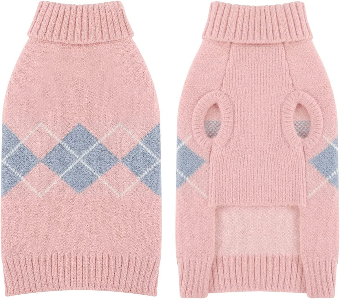 ALAGIRLS Winter Dog Sweater Warm Puppy Clothes,Classic Turtleneck Plaid Cat Sweater,Pullover Christmas Holiday Pet Outfits Apparel for Large Dogs,Pink L Animals & Pet Supplies > Pet Supplies > Dog Supplies > Dog Apparel ALA   