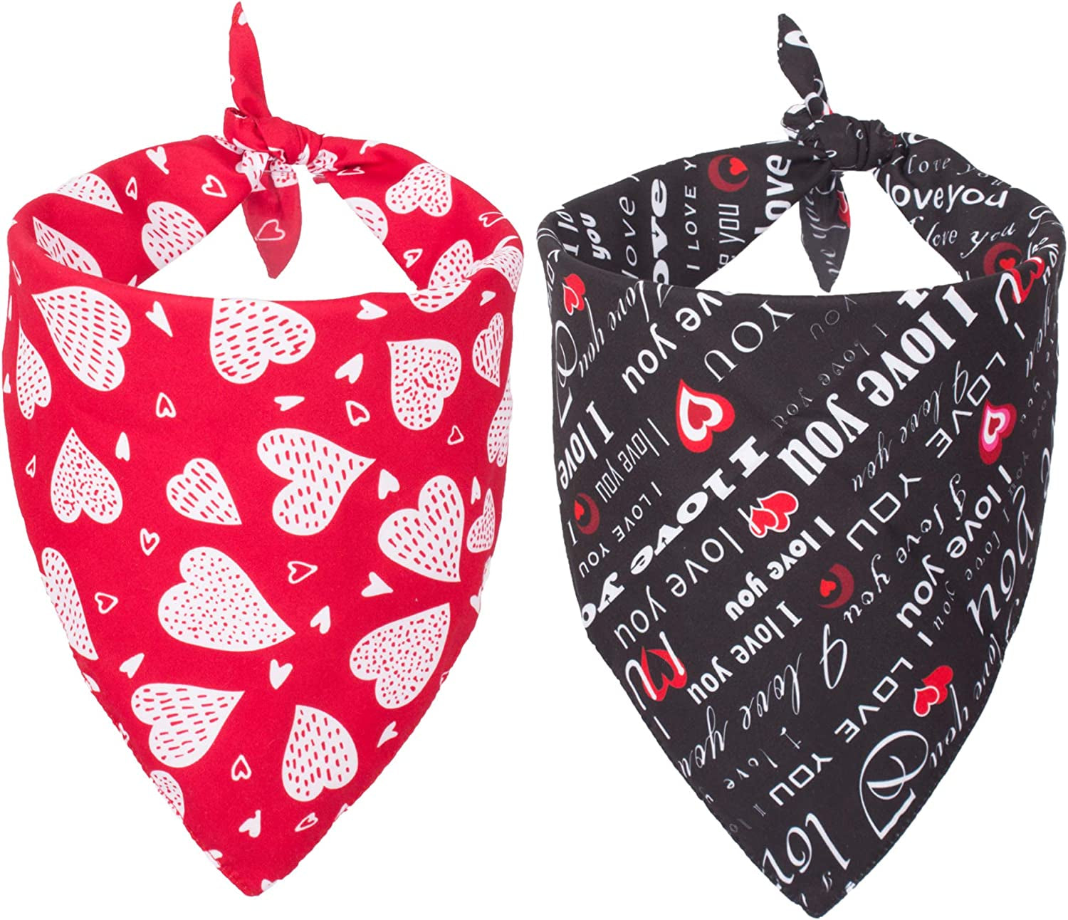 ADOGGYGO 2 Pack Valentine'S Day Dog Bandana Reversible Triangle Bibs Scarf Accessories for Small Medium Large Dogs Cats Pets (Red & Black) Animals & Pet Supplies > Pet Supplies > Dog Supplies > Dog Apparel ADOGGYGO   