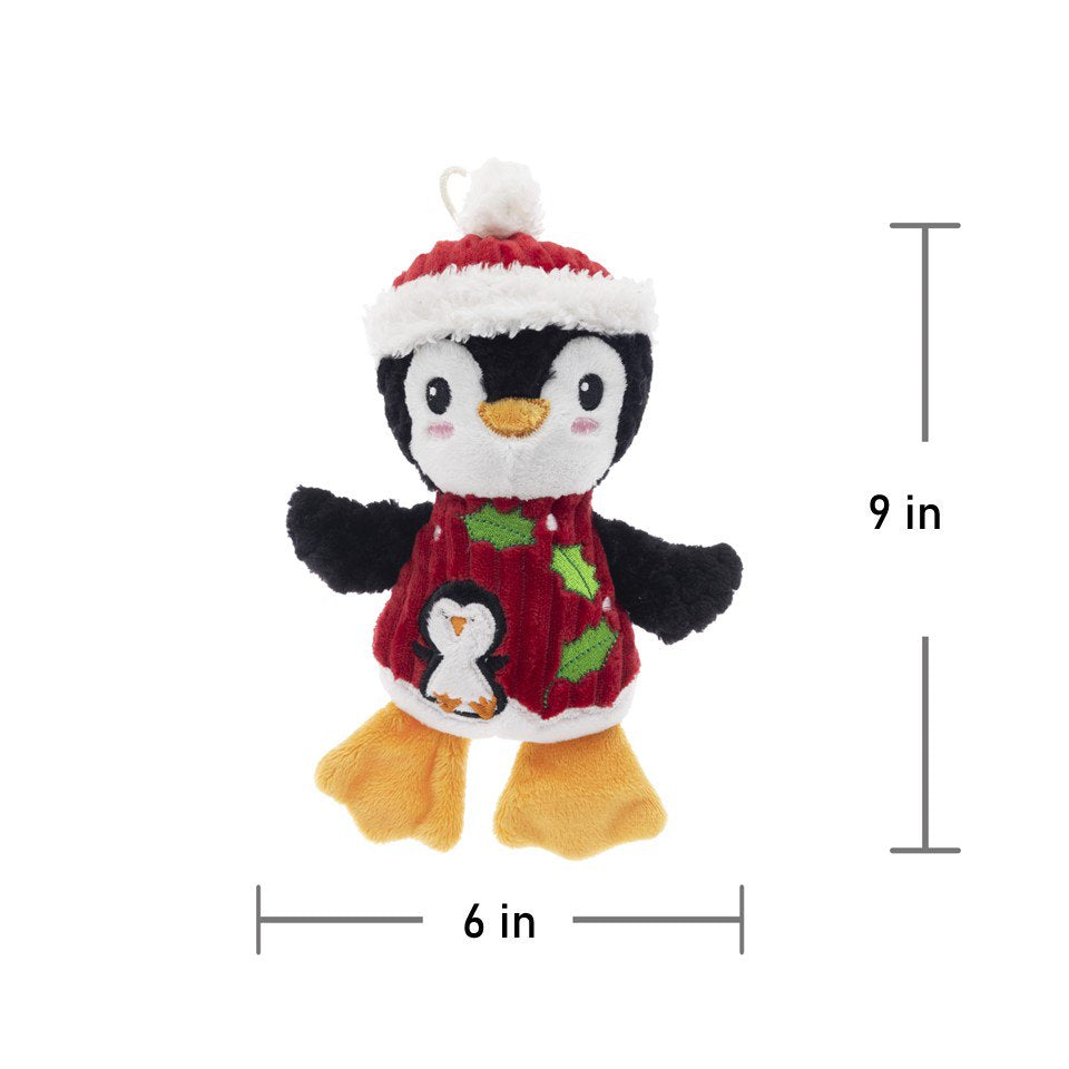 Vibrant Life Holiday 9 Inch Stuffed Plush Squeaky Christmas Penguin Dog Toy