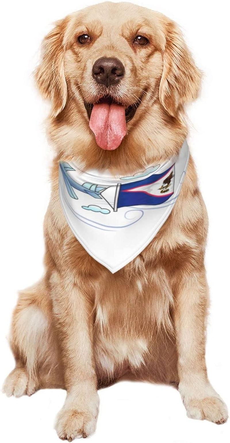 Airplane with Flag American Samoa Pet Dog and Cat Decorative Triangle Scarf,Dog Bandana,Breathable and Stain Resistant. Animals & Pet Supplies > Pet Supplies > Dog Supplies > Dog Apparel ZALTAS   