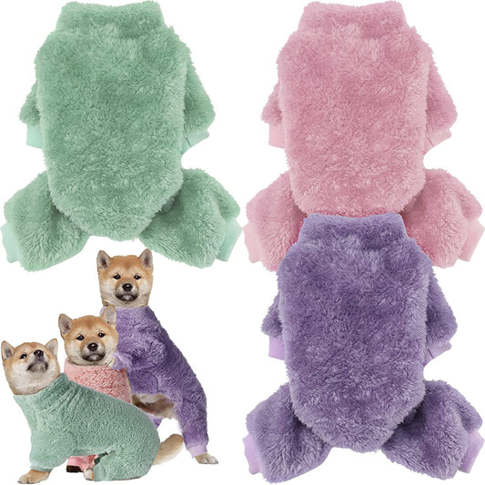 3 Pieces Dog Pajamas for Small Dogs Puppy Clothes Winter Coats for Dogs Elastic Pajamas for Dogs Fluffy Dog Jumpsuit High Collar Dog Fleece Sweater 4 Legs Dog Onesies for Small Dogs (M) Animals & Pet Supplies > Pet Supplies > Dog Supplies > Dog Apparel Reginary L  