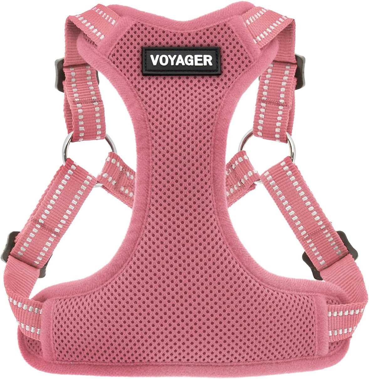 Best Pet Supplies Voyager Adjustable Dog Harness with Reflective Stripes for Walking, Jogging, Heavy-Duty Full Body No Pull Vest with Leash D-Ring, Breathable All-Weather - Harness (Red), M Animals & Pet Supplies > Pet Supplies > Dog Supplies > Dog Apparel Best Pet Supplies, Inc. Pink (Matching Trim) S (Chest: 15 - 18") 