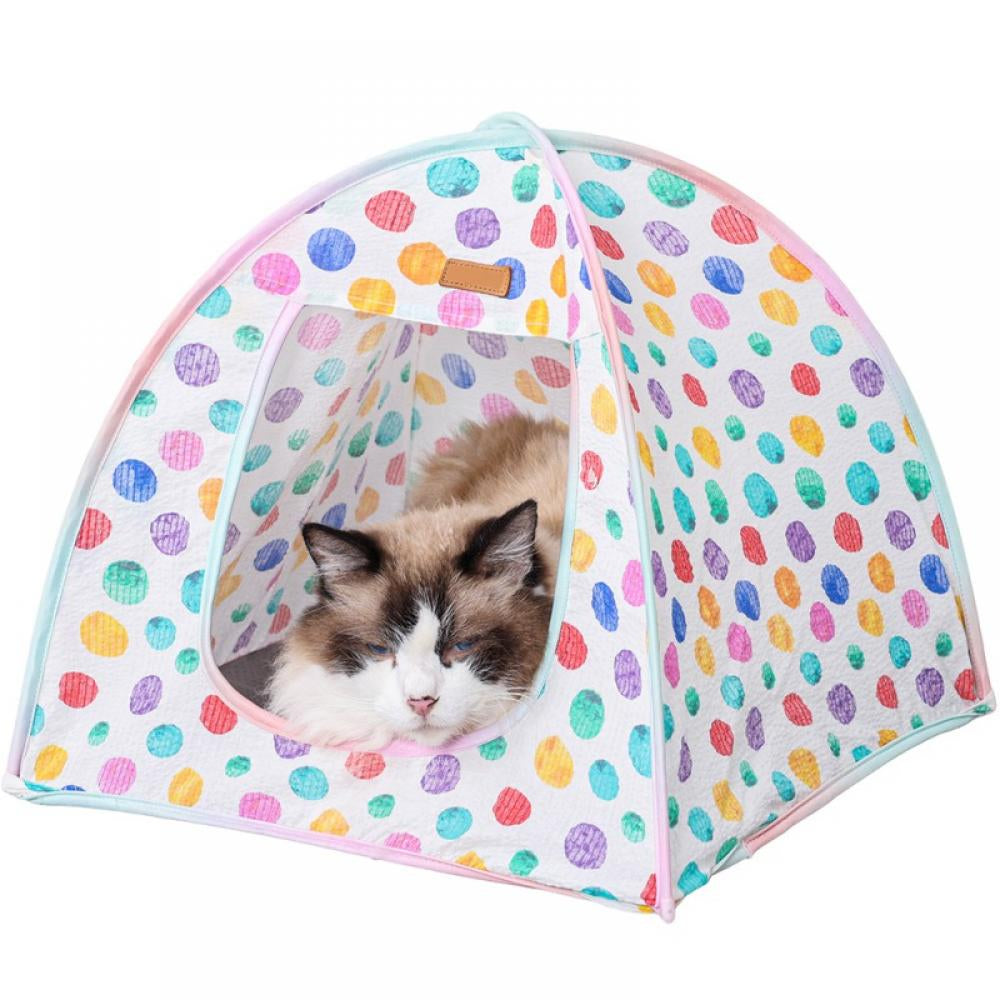 Folding Indoor Dog House, Outdoor Portable Folding Pet Tent Dog and Cat Tent, Cute Hut for Dog and Cat with Mattress