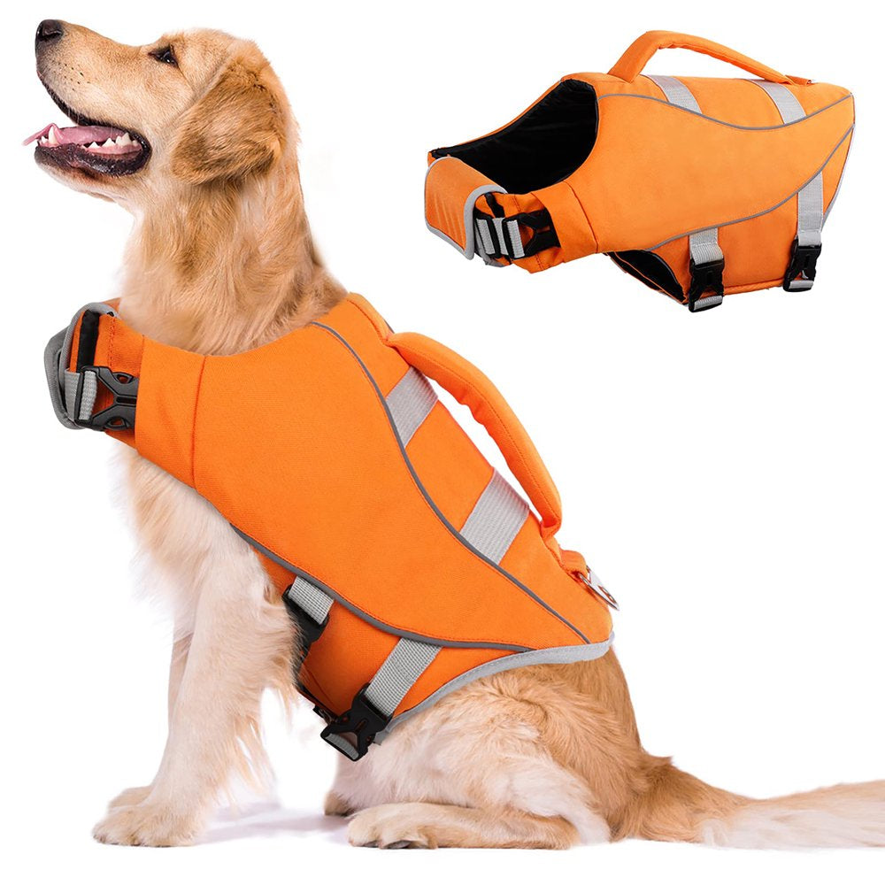 IDOMIK Dog Life Jacket, Adjustable Dog Life Vest with Reflective Piping Ripstop Dog Lifesaver Pet Life Preserver with High Flotation for Small Medium and Large Dogs at the Pool, Beach,Boating Animals & Pet Supplies > Pet Supplies > Dog Supplies > Dog Apparel IDOMIK L Yellow 