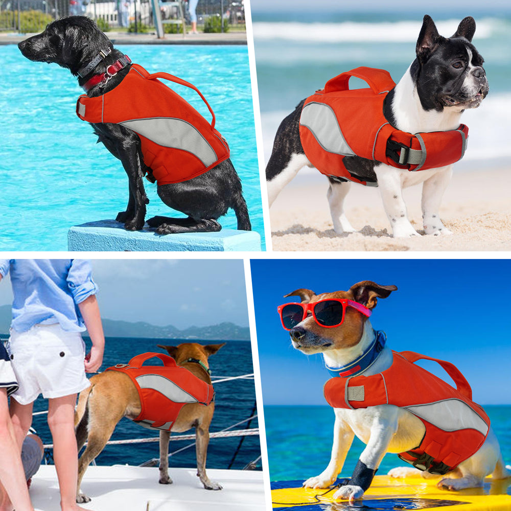 IDOMIK Dog Life Jacket, Reflective Dog Life Vest, Adjustable Ripstop Dog Lifesaver Pet Life Preserver with High Flotation Swimsuit for Small Medium and Large Dogs Animals & Pet Supplies > Pet Supplies > Dog Supplies > Dog Apparel IDOMIK   