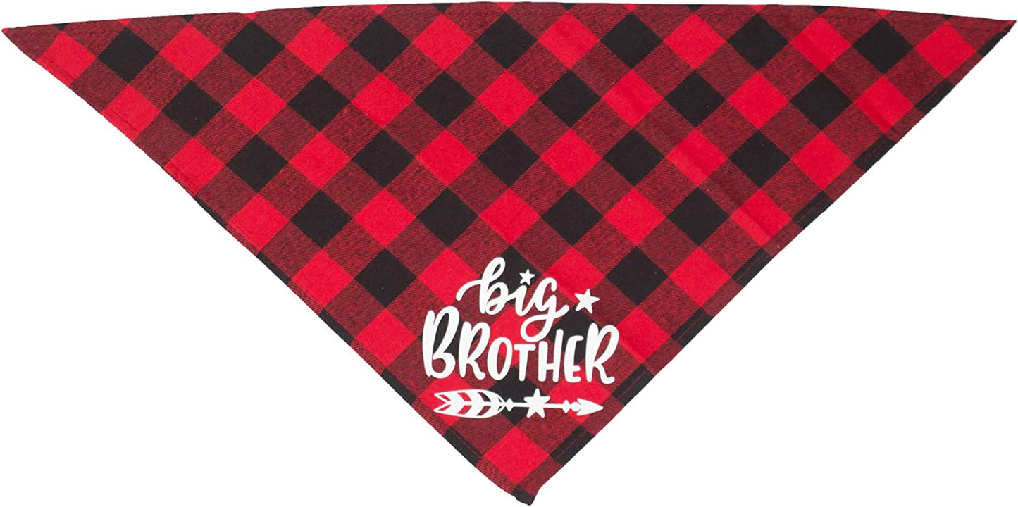 ADOGGYGO 2 Pack Big Sister Brother Dog Bandana Buffalo Plaid Triangle Dog Scarf Pregnancy Announcement Bandana for Small Medium Large Dogs Pets (Big Brother) Animals & Pet Supplies > Pet Supplies > Dog Supplies > Dog Apparel ADOGGYGO   