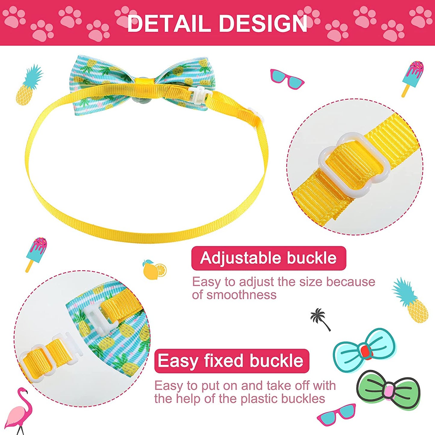 36 Pieces Summer Dog Bow Tie Collar Include 18 Pieces Adjustable Pet Neck Ties and 18 Pieces Dog Bow Ties Collars in Hawaii Summer Style for Dogs Cats Casual Wearing (Fresh Patterns) Animals & Pet Supplies > Pet Supplies > Dog Supplies > Dog Apparel Weewooday   