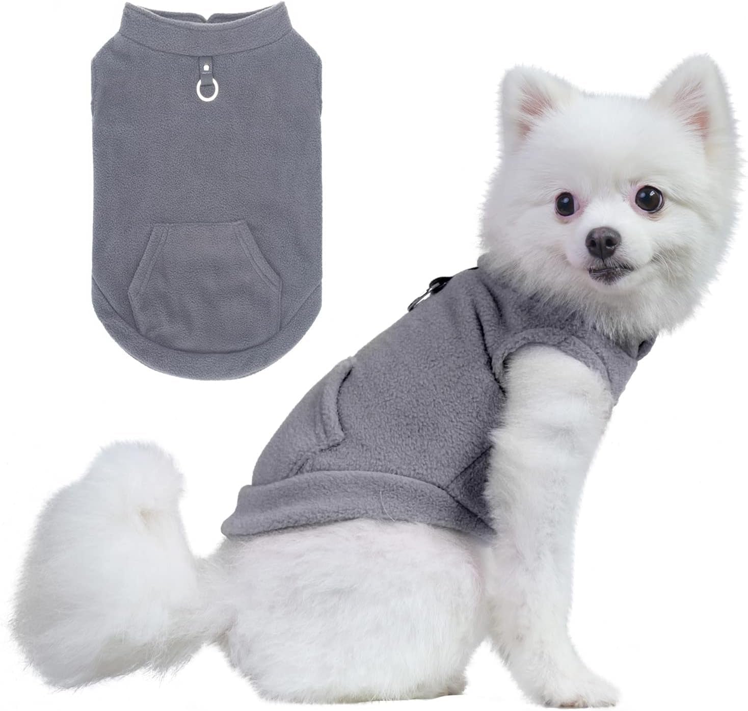 EXPAWLORER Polar Fleece Vest Dog Clothes - Fall Dog Sweater Pet Clothing, Warm Soft Pullover Sleeveless Dog Jacket with Small Pocket, Cold Winter Coat for Small Medium Large Dogs (Red, M) Animals & Pet Supplies > Pet Supplies > Dog Supplies > Dog Apparel HAOBO Grey Medium 