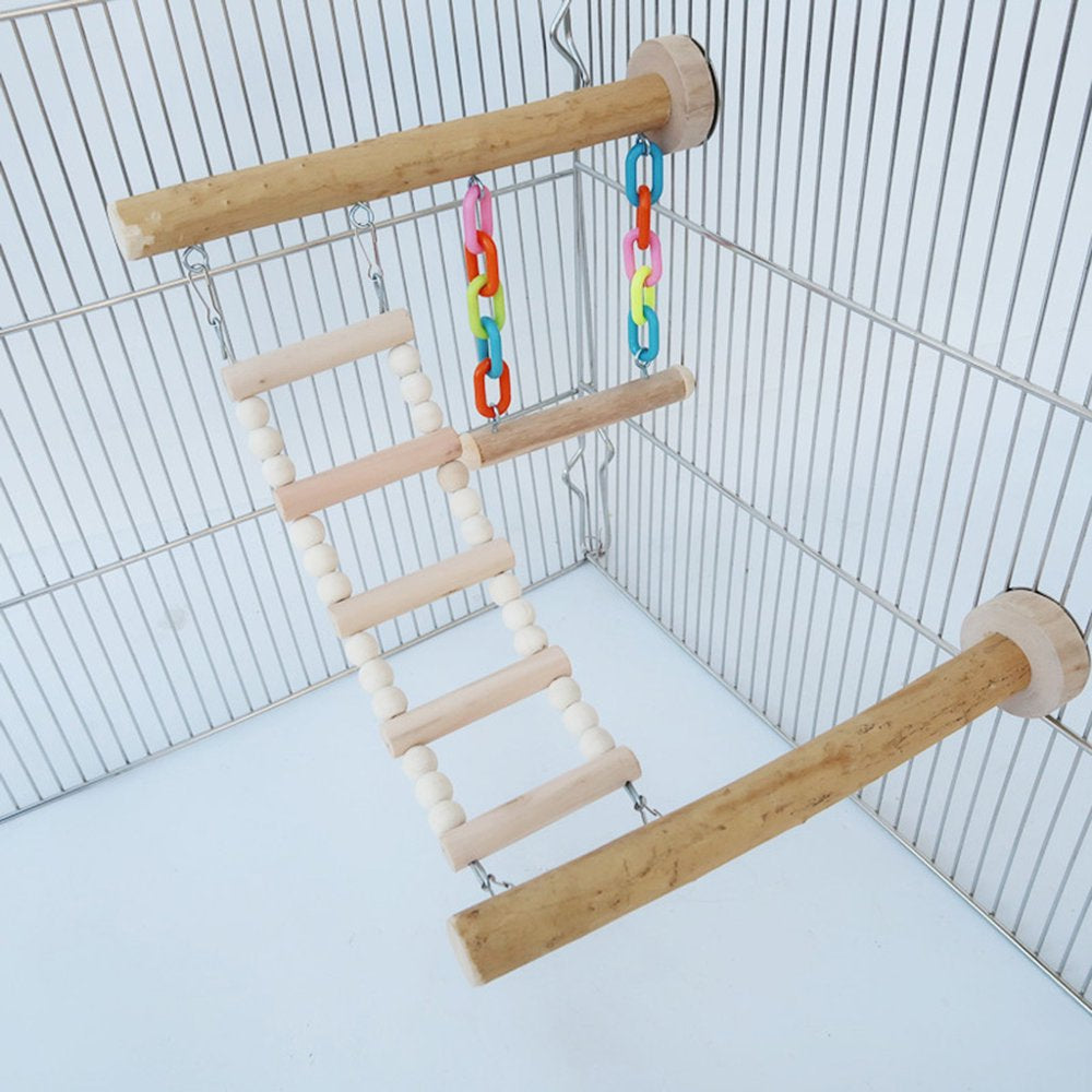 AOOOWER Wood Bird Perch Stand Toy Parrot Swing Climbing Ladder Birdcage Play Gyms Playground for Parakeet Cockatiel Lovebirds Animals & Pet Supplies > Pet Supplies > Bird Supplies > Bird Cages & Stands AOOOWER   