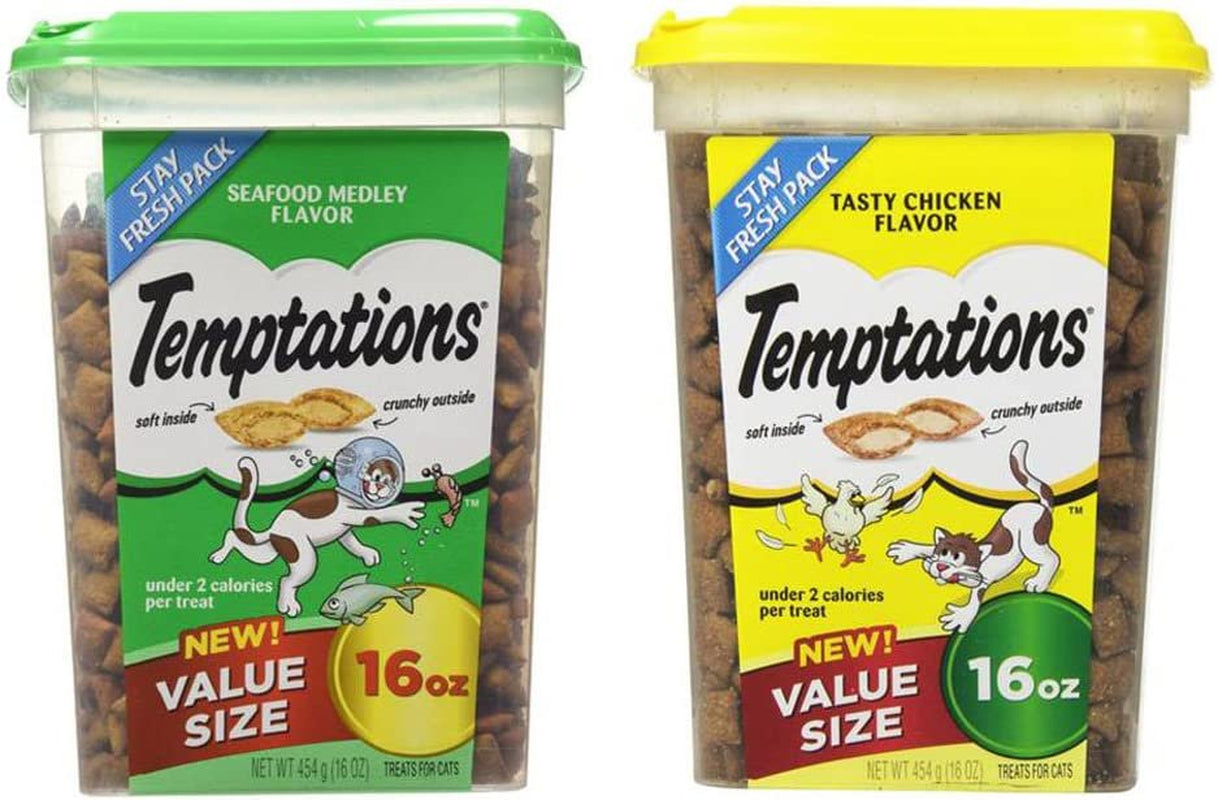 Temptations Treats for Cats Bundle: Seafood Medley (16 Oz) and Tasty Chicken (16 Oz) Animals & Pet Supplies > Pet Supplies > Cat Supplies > Cat Treats Temptations   