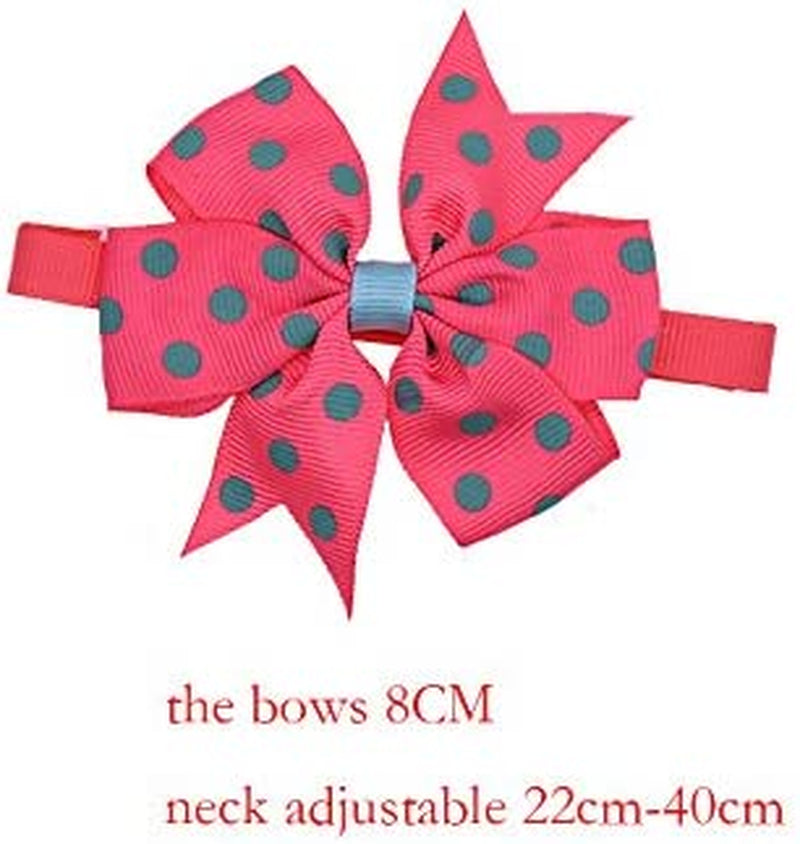 Spring Summer Dog Bow Ties 3.2" Bow Butterfly Pet Collar Accessories Dog Ties Collar Fit for Small and Middle Size Pet (Polka Dot Pinwheel) Animals & Pet Supplies > Pet Supplies > Dog Supplies > Dog Apparel Masue pets   