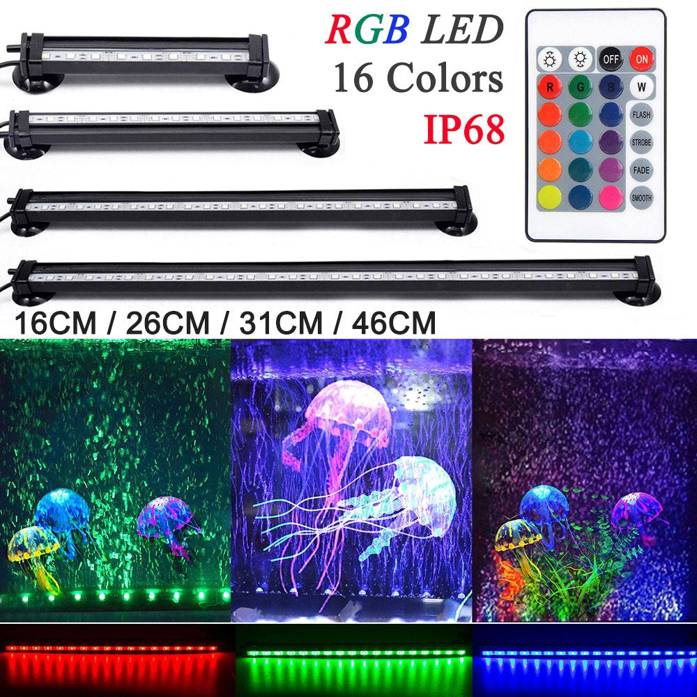 Risingpro 16CM-51CM RGB Waterproof Air Bubble Remote Control Lamp LED Aquarium Fish Tank Light Submersible Light Making Oxygen Animals & Pet Supplies > Pet Supplies > Fish Supplies > Aquarium Lighting RisingPro 46cm 27LEDs  