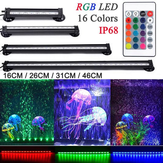 Risingpro 16CM-51CM RGB Waterproof Air Bubble Remote Control Lamp LED Aquarium Fish Tank Light Submersible Light Making Oxygen Animals & Pet Supplies > Pet Supplies > Fish Supplies > Aquarium Lighting RisingPro 46cm 27LEDs  