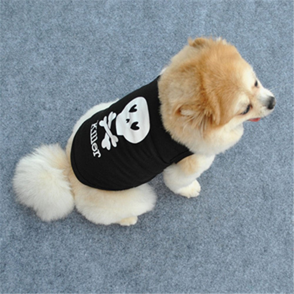 Maxcozy Pet Small Medium Dog Cotton Killer Vest T-Shirt Puppy Cat Summer Casual Black Shirt for Chihuahua Apparel Outfit Animals & Pet Supplies > Pet Supplies > Cat Supplies > Cat Apparel Maxcozy   