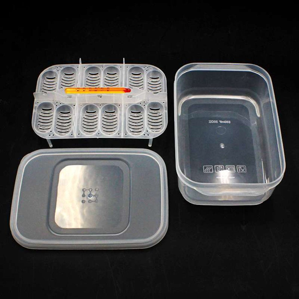 Reptile Dedicated Incubator 12 Grids Egg Hatcher Box Incubator 12 Grids with Thermometer Transparent Amphibians Hatching Tray Animals & Pet Supplies > Pet Supplies > Reptile & Amphibian Supplies > Reptile & Amphibian Substrates EOTIA   