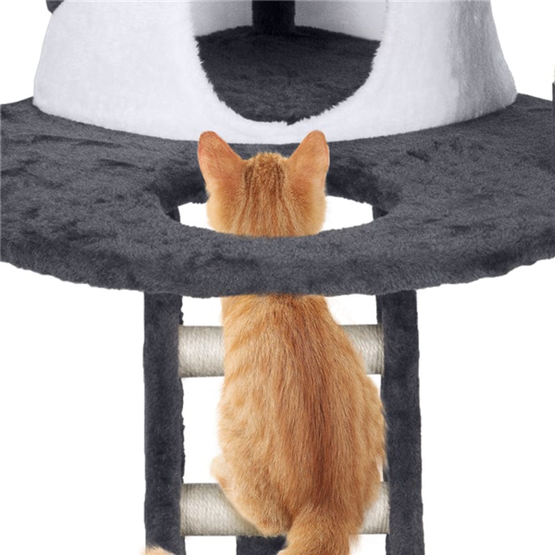 48In Cat Tree Tower Condo with Scratching Post Kitty House Furniture Dark Gray & White Animals & Pet Supplies > Pet Supplies > Cat Supplies > Cat Furniture Easyfashion   