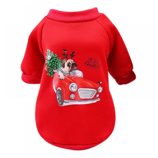 Christmas Dog Hoodies Festival Dog Coat Sweater Shirt Pet Bodysuit for Small Medium Dog Xmas Costume Apparel Animals & Pet Supplies > Pet Supplies > Dog Supplies > Dog Apparel Novelty E S Red 