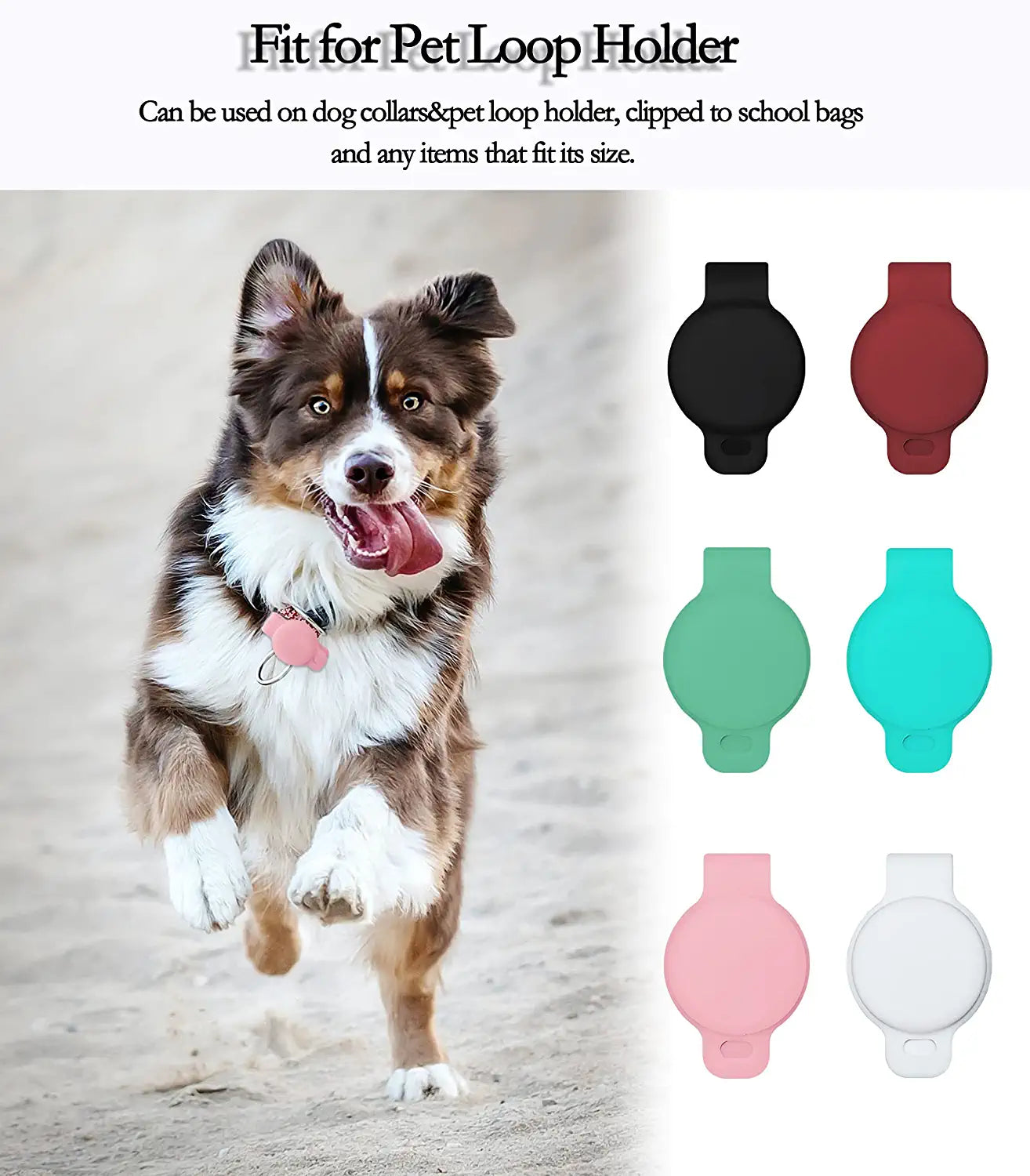 Silicone Protective Case Compatible for Apple Airtag GPS Tracking Dog Cat Collar Accessories Pet Loop Holder , Air Tag Protective Case Bag Lightweight Soft Anti-Scratch Anti-Fall(Black)