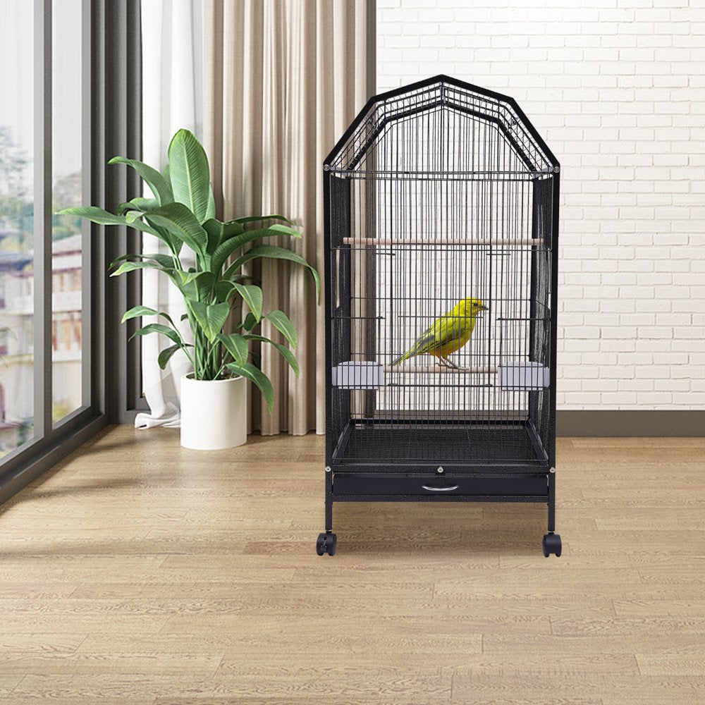 Miumaeov Parakeet Bird Cage with Stand Metal Pet Bird Flight Cages Large Finch Bird Cage for Conure Canary Parakeet Macaw Finch Cockatoo Budgie Cockatiels Parrot Pet House, Black Animals & Pet Supplies > Pet Supplies > Bird Supplies > Bird Cages & Stands Miumaeov   