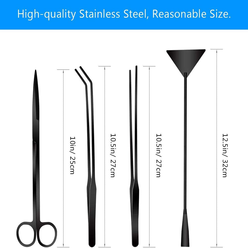 Plutput Aquascape Tool Kit Long Stainless Steel Aquarium Plant Tools Aquarium Tweezers Scissors Spatula Tool Set for Fish Tank Aquascape Aquarium Cleaning Animals & Pet Supplies > Pet Supplies > Fish Supplies > Aquarium Cleaning Supplies Pluput   