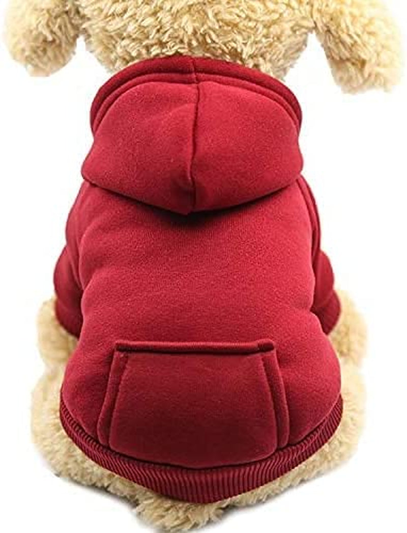 Jecikelon Winter Dog Hoodie Sweatshirts with Pockets Warm Dog Clothes for Small Dogs Chihuahua Coat Clothing Puppy Cat Custume (Medium, Orange) Animals & Pet Supplies > Pet Supplies > Dog Supplies > Dog Apparel Jecikelon Wine red Large 