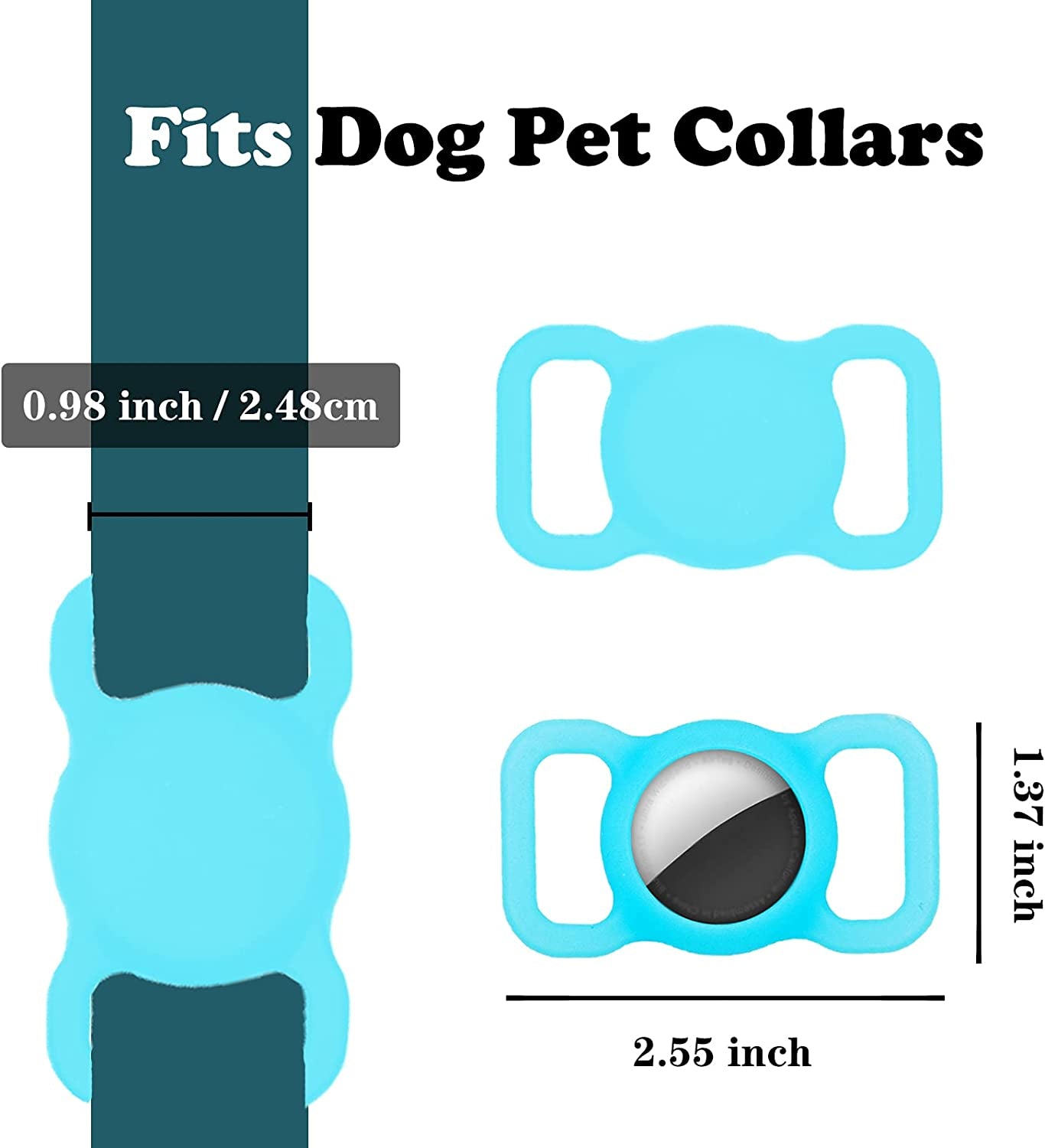Neotrixqi Airtag Dog Collar Holder, Airtag Holder Accessories for Apple Airtags Tracker with 4 Pack HD Protective Film, Silicone Air Tag Case for Air Tags Pet Collar Loop Necklace Backpack Bag Electronics > GPS Accessories > GPS Cases NeotrixQI   