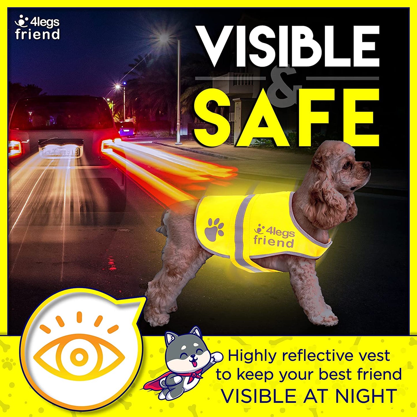 4Legsfriend Dog Safety Orange Reflective Vest with Leash Hole 5 Sizes - High Visibility for Outdoor Activity Day and Night, Keep Your Dog Visible, Safe from Cars & Hunting Accidents Animals & Pet Supplies > Pet Supplies > Dog Supplies > Dog Apparel 4LegsFriend   