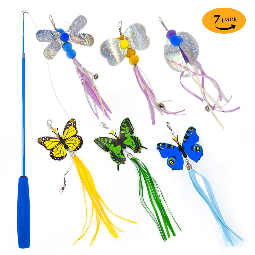 Semfri Cat Toys Interactive Cat Feather Wand,Cat Fishing Pole Toy 6Pcs Bulk Toy Animals & Pet Supplies > Pet Supplies > Cat Supplies > Cat Toys Semfri   