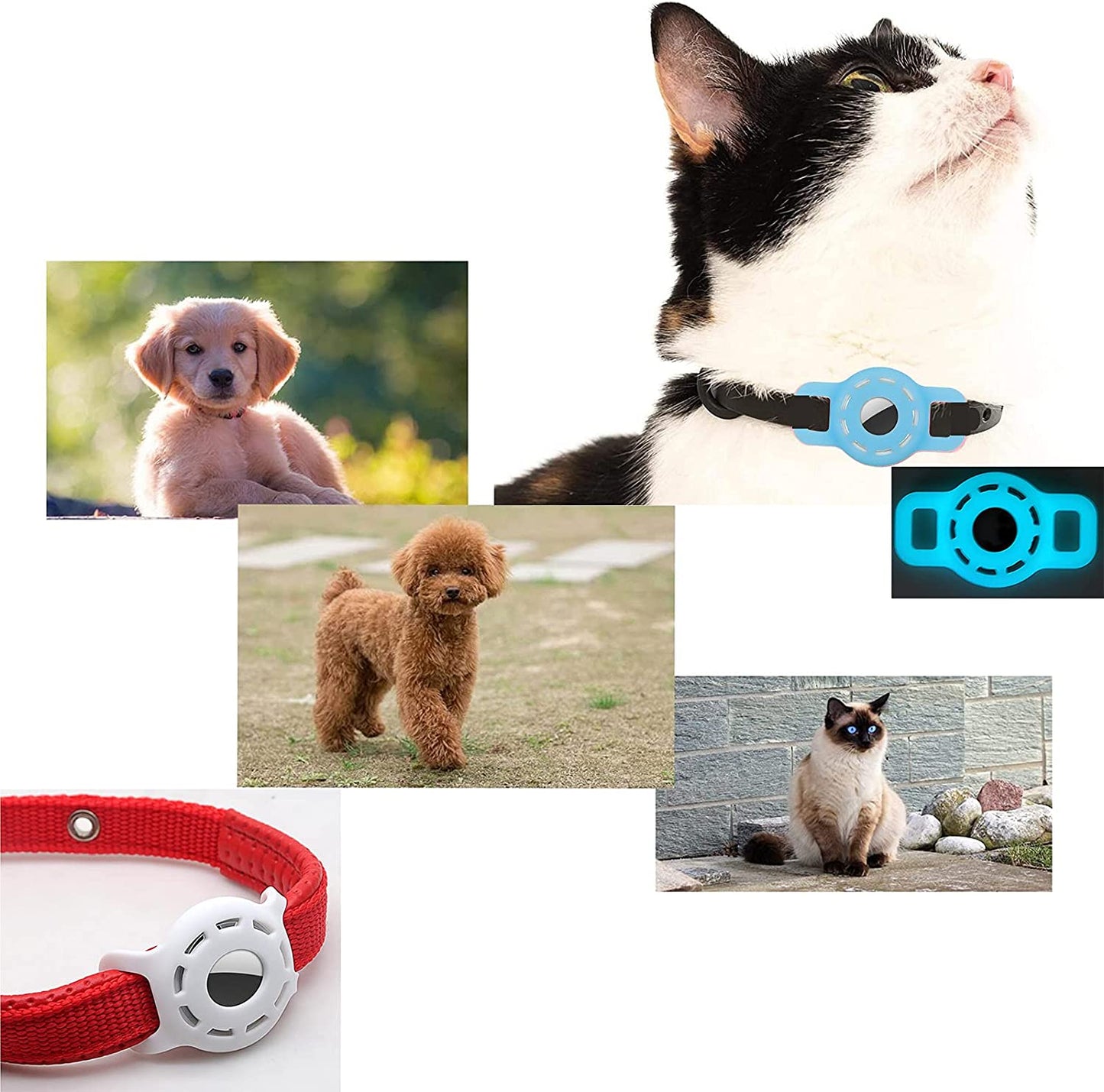 Air Tag Dog Collar Holder for Apple Airtag ,Air_Tag Case for Small Pet Animals,Cat Tracker Gps Tags,Anti-Lost Pet Collar Id Tags,Protective Silicone Cover for Gps Tracking Finder Children Elderly Bags Electronics > GPS Accessories > GPS Cases KJGLRSQH   