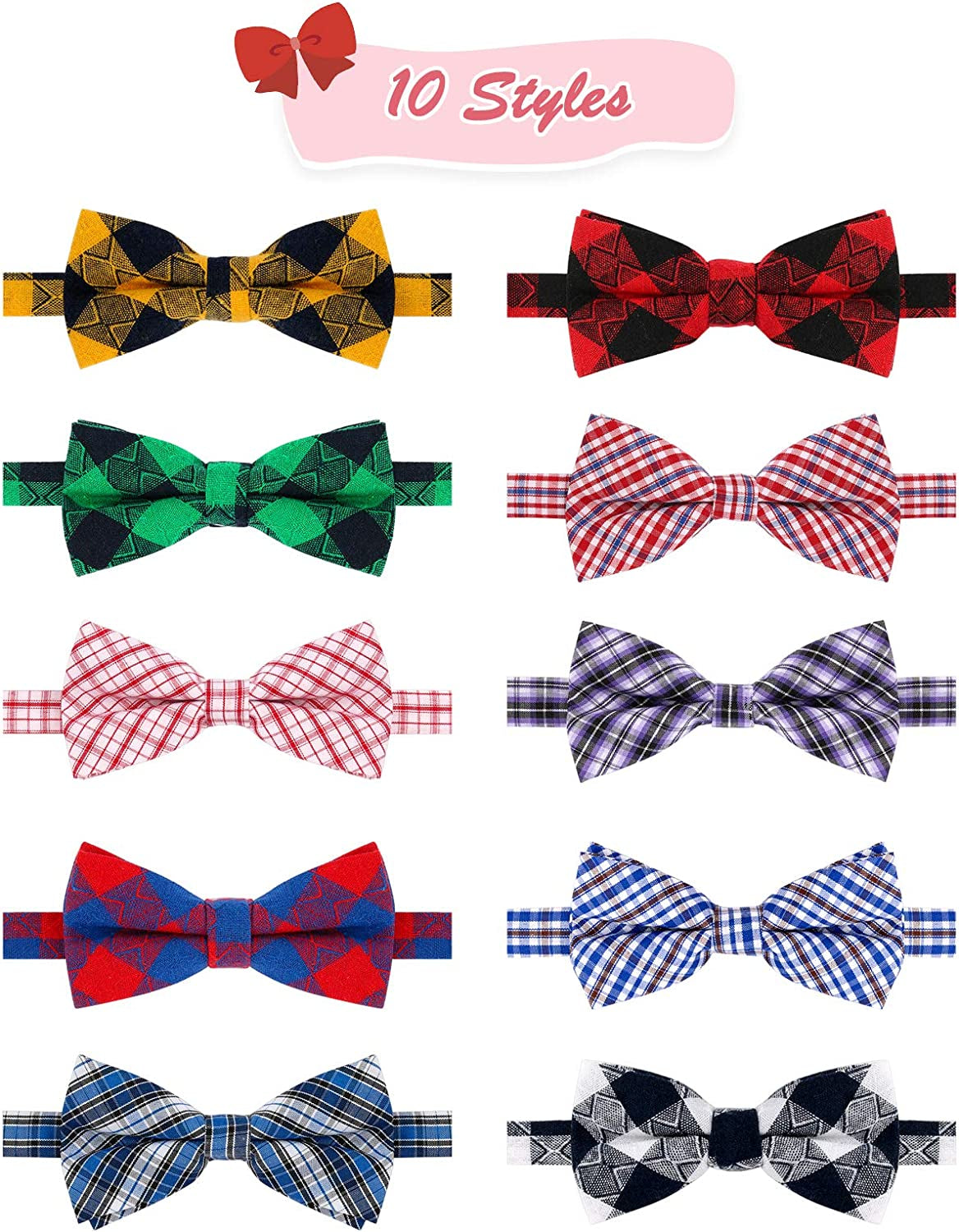 BWOGUE Plaid Dog Bow Ties,10Pcs Pet Bowties Cat Bow Ties,Adjustable Bowties for Small Medium Large Dogs Cats Pets Grooming Accessories Animals & Pet Supplies > Pet Supplies > Dog Supplies > Dog Apparel BWOGUE   