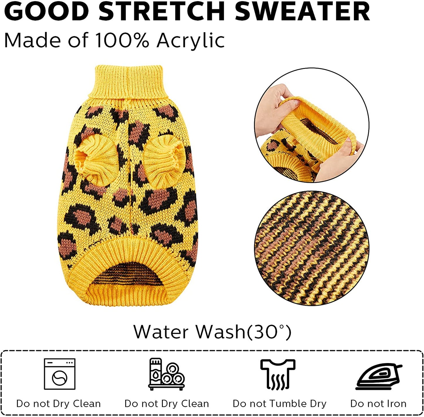 Dog Sweater Leopard Pattern 2 Pieces Dog Turtleneck Sweaters Knitwear Warm Pet Sweater Cheetah Dog Shirt Leopard Dog Sweater Puppy Outfits for Small Dogs Pet and Cat (Medium) Animals & Pet Supplies > Pet Supplies > Dog Supplies > Dog Apparel Frienda   