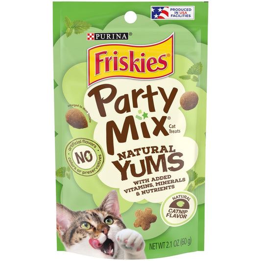 Friskies , Natural Cat Treats, Party Mix Natural Yums Catnip Flavor, 2.1 Oz. Pouch Animals & Pet Supplies > Pet Supplies > Cat Supplies > Cat Treats Nestlé Purina PetCare Company 2.1 oz 1 