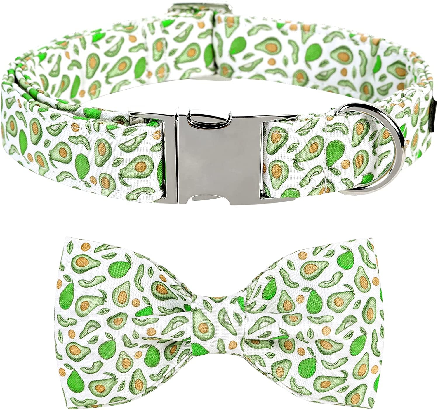 ARING PET Bowtie Dog Collar, Adorable Green Grid Dog Collars with Detachable Bow, Adjustable Collar Gifts for Small Medium Large and Girl Boy Dogs Animals & Pet Supplies > Pet Supplies > Dog Supplies > Dog Apparel ARING PET A:avocado S (Pack of 1) 